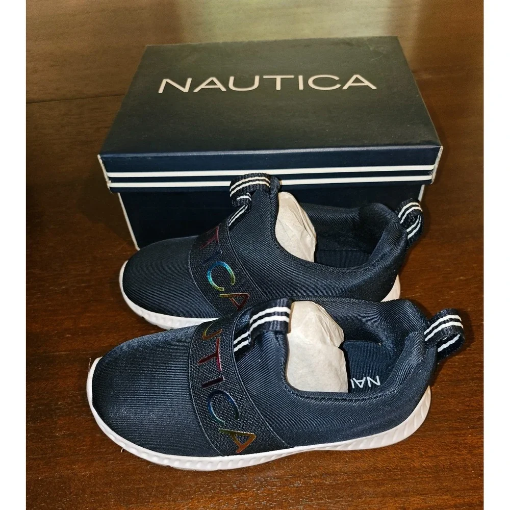 Nautica Mattoon/Navy Rainbow Metallic KA0115G‎ Toddler Size 7 Slip On Shoes